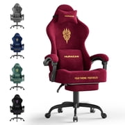Wasait Velvet Fabric Gaming Chair with Footrest High Back Ergonomic Gamer Chair with Headrest and Massage Lumbar Cushion Reclining Computer Office Game Chair fo