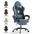 Luxvie Velvet Fabric Gaming Chair with Footrest High Back Ergonomic