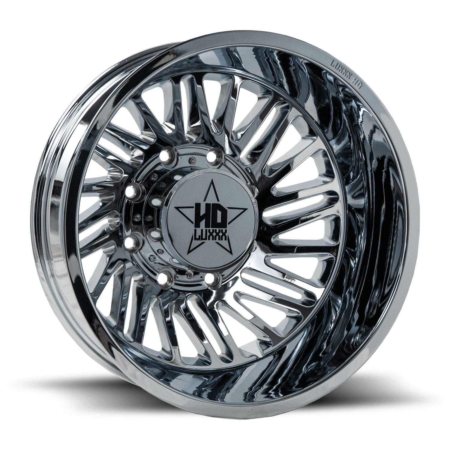 Luxxx HD19 Dually Front Wheel, 20"x8.25", 8x165mm, +115 Offset, 121.3mm Hub, Chrome Finish