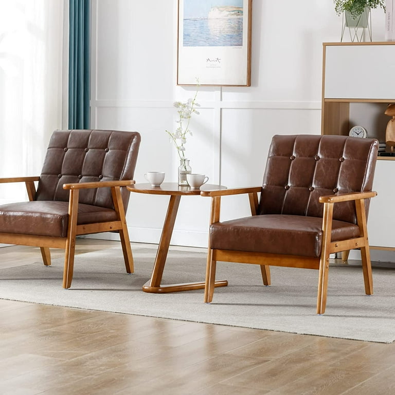 LuxyHome Accent Chairs Set of 2 with Side Table,Mid Century