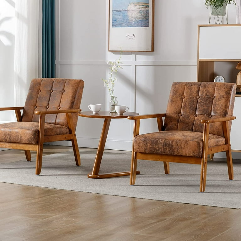LuxyHome Mid Century Modern Accent Chair Set with Table