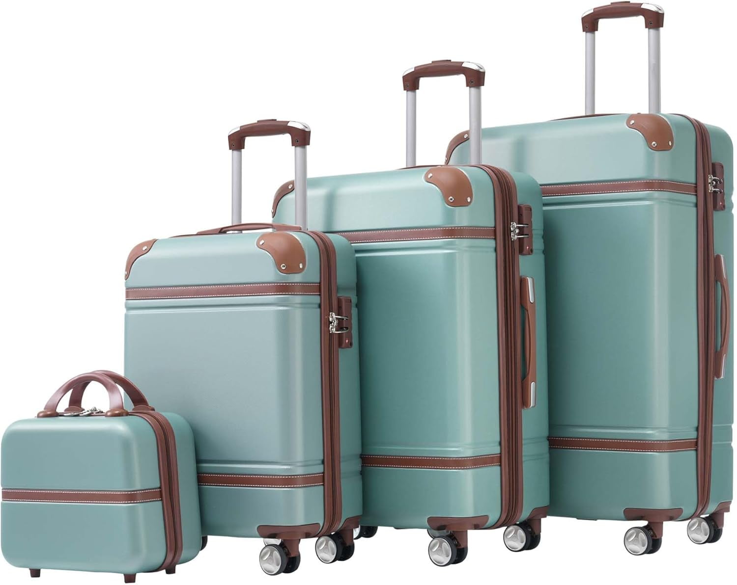 LuxyHoom 4 Piece Hardshell Luggage Sets with TSA Lock, Spinner Suitcases w Cosmetic Case, Lightweight Black ABS, 360° Wheels, Expandable Travel Business Luggage for Women, Men, Kids12",20",24",28"