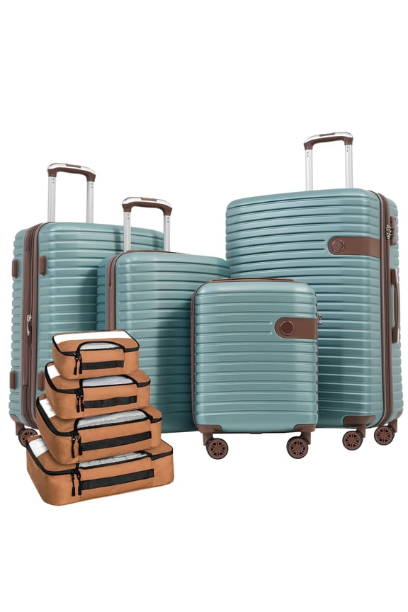 Luggage Set Suitcase 4pc Set, ABS Hard Shell Lightweight Expandable Travel Luggage with 4 Packing Cubes, TSA Lock, Spinner Wheels for Business Travel, Family Vacation (16/20/24/28)