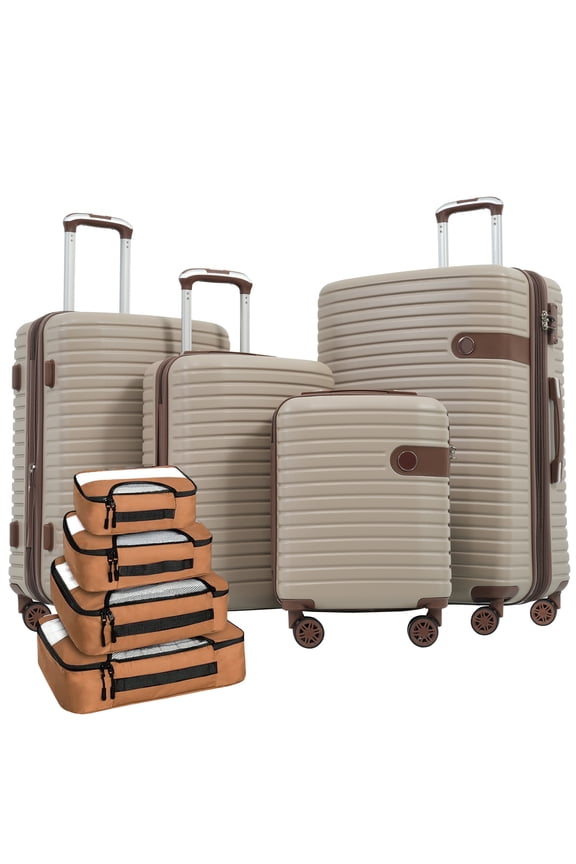 Luggage Set Suitcase 4pc Set, ABS Hard Shell Lightweight Expandable Travel Luggage with 4 Packing Cubes, TSA Lock, Spinner Wheels for Business Travel, Family Vacation (16/20/24/28)