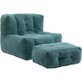 thumbnail image 1 of LuxyHoom Microfiber Upholstered Bean Bag Sofa for Adults, Stuffed Bean Bag Couch with Footstool, Button Tufted Accent Chair Lazy Sofa Chair for Living Room, Bedroom, Apartment (Green), 1 of 14