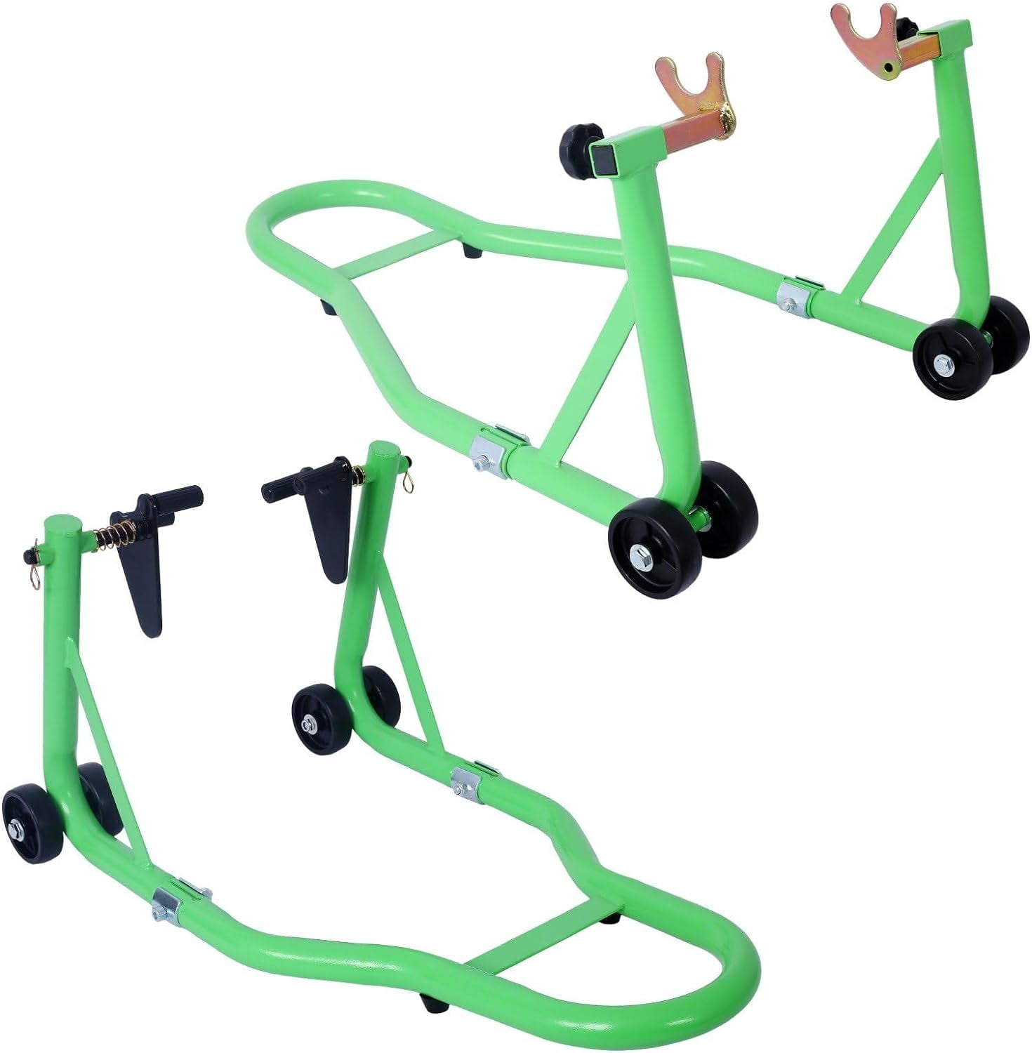 LuxyHoom Motorcycle Stand, Front and Rear Wheel Lift Combo, 1000LB Heavy Duty Steel Paddock