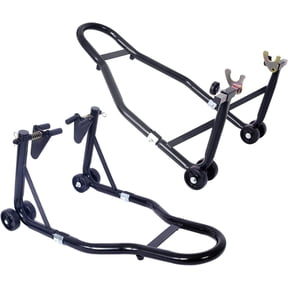 LuxyHoom Motorcycle Stand, Front and Rear Wheel Lift Combo, Heavy Duty Steel Paddock Stand for Maintenance and Storage, Universal Fit for Sportbikes, Dirt Bikes, and Cruisers, Black