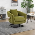 thumbnail image 1 of LuxyHoom Velvet Accent Chair, Modern Upholstered Armchair, Side Chair with Pillow, Comfy Single Sofa Chair, Metal Base for Living Room, Bedroom, Waiting Room, Club, Salon, Velvet Olive Green, 1 of 18