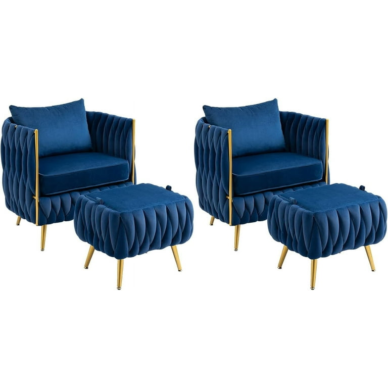 LuxyHoom Velvet Accent Chair with Storage Ottoman Set of for