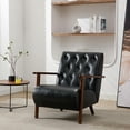 thumbnail image 1 of Luxyhome Mid Centery Modern Accent Chair,Upholstered Comfy Armchair,Black PU Leather Side Chair with Tufted Back,Retro Wood Legs, Singel Sofa Chair for Living Room,Bedroom,Waiting Room,Office,Black, 1 of 17
