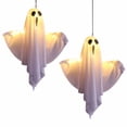 thumbnail image 1 of Luyimi 19.68" Hanging Halloween Ghosts with LED Lights, White Spooky Glowing Ghost Decor, Battery Operated Halloween Terror for Yard Decorations Outdoor Indoor Porch Lawn Haunted House 2Pcs, 1 of 8