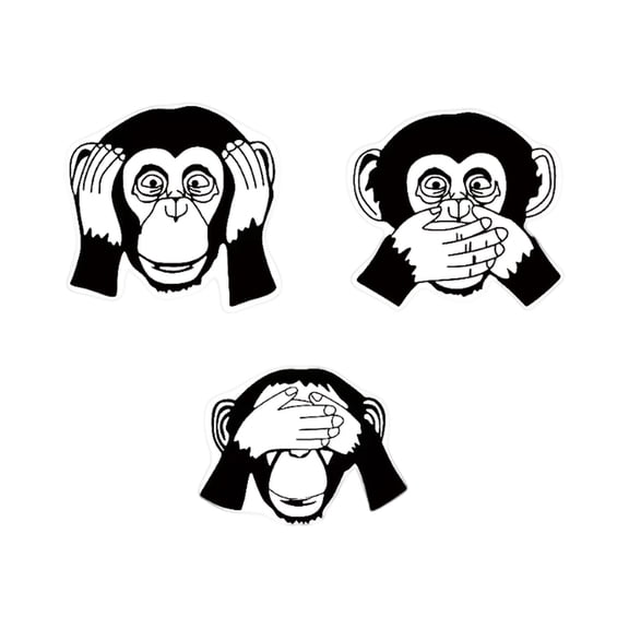 Luyimi 7.87" 3 Pack Three Wise Monkeys Wall Art, Minimalist Black Metal Monkey Wall Decor, Laser Cut Funny Animal Wall Art for Living Room Bedroom Office Study Home Decoration