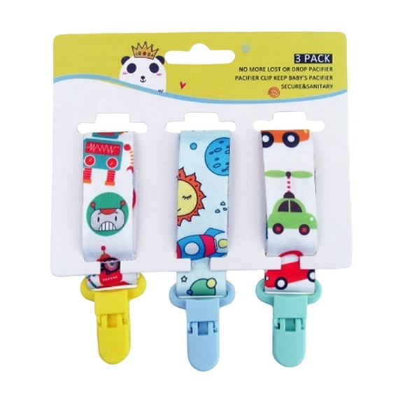 Luyimi Baby Pacifier Clips, Cute Cartoon Binky Clips for Boys Girls, Universal Pacifier Holder Clips for All Pacifiers Teethers Toys, Infant Newborn Baby Shower Gift D 3Pack