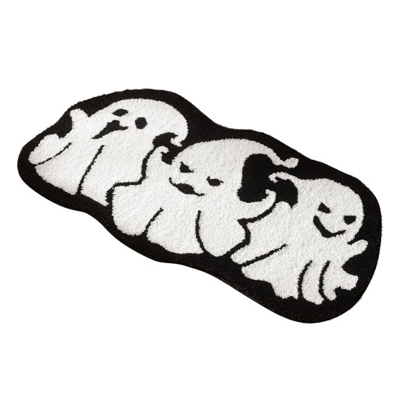 Luyimi Cute Halloween Bathroom Rug, Soft Plush Ghost Doormat, Non Slip Absorbent Halloween Bathroom Rug, Floor Door Mat for Front Door Entryway Bathroom Bedroom Fall Halloween Party Decor A