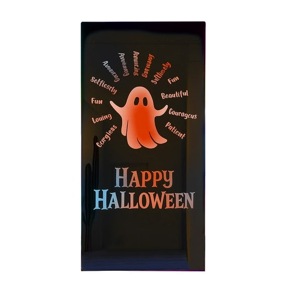 Luyimi Halloween Acrylic Mirror Light, Remote Control LED Ghost Skull Sign Lamp, USB Powered Wall Tabletop Glow Decor, Spooky Halloween Decorations for Home Bedroom Party Holiday Indoor Decor E