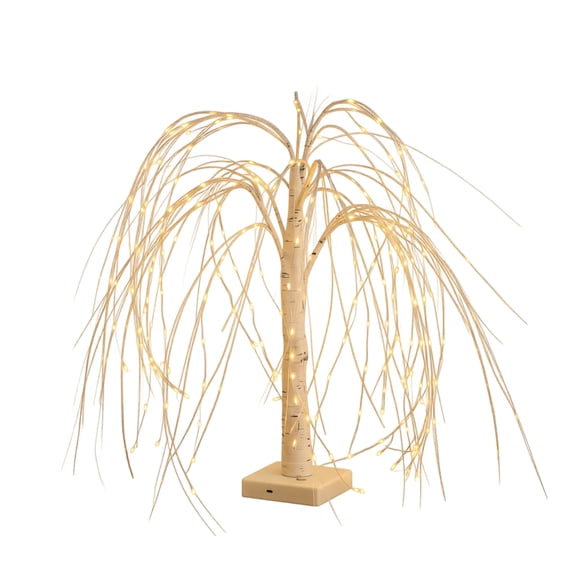 Luyimi Lighted Birch Weeping Willow Tree, Warm White Fairy Lights Tabletop Tree Lamp, Battery Operated Night Light Tree for Halloween Fall Thanksgiving Shelf Indoor Home Party Wedding Christmas