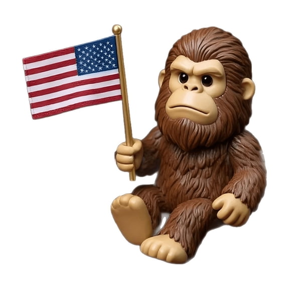 Luyimi Patriotic Bigfoot Statue with American Flag, Cute Resin Bigfoot Yard Decor, Funny Sasquatch Figurine Patriotic Decorations for Garden Patio Lawn Desk Indoor Outdoor Housewarming Gift