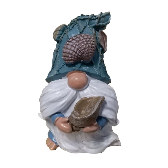 Luyimi Summer Blue Gnomes Decoration, Coastal Beach Resin Gnomes Figurines with Seashell Sandcastle, Nautical Gnome Statues for Tiered Tray Tabletop Shelf Bathroom Home Summer Decor C
