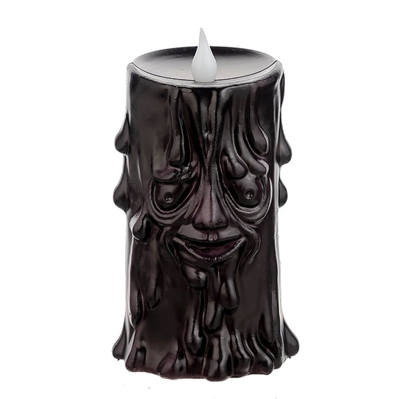 Luyimi Tree Stump LED Flameless Candle Lamp, Melting Tree Light Flickering Fake Flame, Gothic Tabletop Night Light, Halloween Decor for Haunted House Party Mantel Window Indoor Holiday Ornament