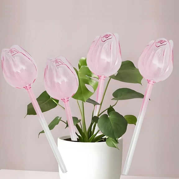 Luyseyha 4 Pack Glass Plant Watering Globes, Self Watering Planter Insert Devices, Automatic Watering Bulbs for Indoor Plants, Plant Accessories, Flower Water Tubes, Water Plants Spikes While Away