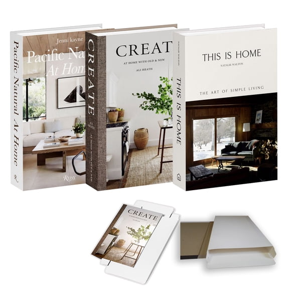 3 Pack Decorative Faux Books Set for Home Aesthetic - Luyseyha Fake Hollow Books Decor for Bookshelf Coffee Table, Living Room, Bedroom (Hollow inside, no pages)