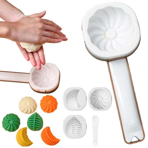 Luysn 1 Pack Dumpling Maker Machine And Press 3 Shape Baozi Mold with Non Stick Surface Food Grade Plastic Bun Maker for Homemade Steamed Dumplings Mooncakes Pastries