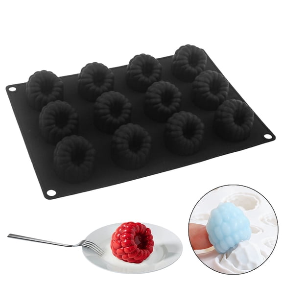 Luysn 12-Hole Raspberries Mousse Cake Mold Food Grade Silicone Molds for Baking 3D Raspberries Pudding Cakes Mold Dessert Chocolate Molds Rubus Fruit Cake Decorating Tools Non-Stick Baking Mould