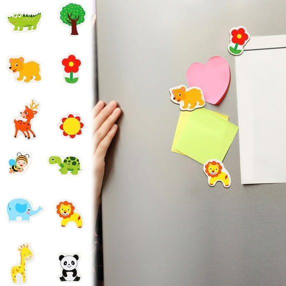 Luysn 12Pcs Fridge Magnets for Kids Animals Refrigerator Magnets for Toddlers 1-3 Rubber Fridge Magnets Baby Educational Magnetic Children Gift Learning Toy Safe Full Back Magnets for Kids Whiteboard