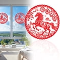thumbnail image 1 of Luysn 2026 Paper Cuttings Window Stickers Chinese New Year Window Stickers Red Spring Festival Clings Decal 2026 Year Of The Horse Decoration Static Removable Fu Character Stickers for Wall(20Pc/11"), 1 of 5