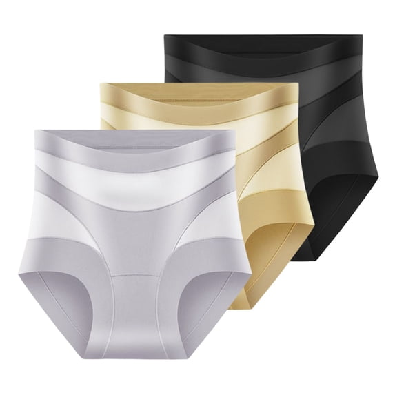 Luysn 3Pc Tummy Control Underwear for Women,Compression Underwear,High Waisted Shapewear Panties Full Coverage Ladies Briefs Seamless Breathable Smooth Body Shaper Underwear,Silky Boyshorts Panties