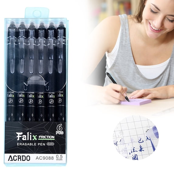 Luysn 6 Pcs Erasable Gel Ink Pens Retractable Pens Blue Ink Smooth Writing Pens 0.5Mm Fine Point Pen Office Pens Women Men Pens
