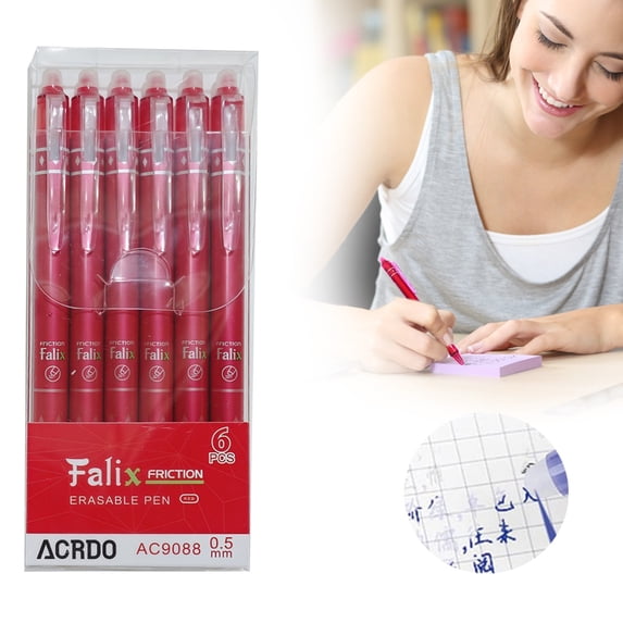 Luysn 6 Pcs Erasable Gel Ink Pens Retractable Pens Blue Ink Smooth Writing Pens 0.5Mm Fine Point Pen Office Pens Women Men Pens