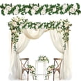 thumbnail image 1 of Luysn 7.55Ft Artificial Rose Vine Fake Flower Garland Floral Garland Faux Silk Hanging Vine Rose Ivy Vines for Wedding Arch Party Wall Garden Ceremony Background Outdoor Decor (1Pc), 1 of 7