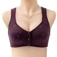 thumbnail image 1 of Luysn Daisy Bras for Older Women No Underwire Front Closure Comfort Senior Wireless Snap Closing Bra,Push Up Full Support No Underwire Convenient Breathable Bras Comfy Gathering Everyday Bras Purple, 1 of 3