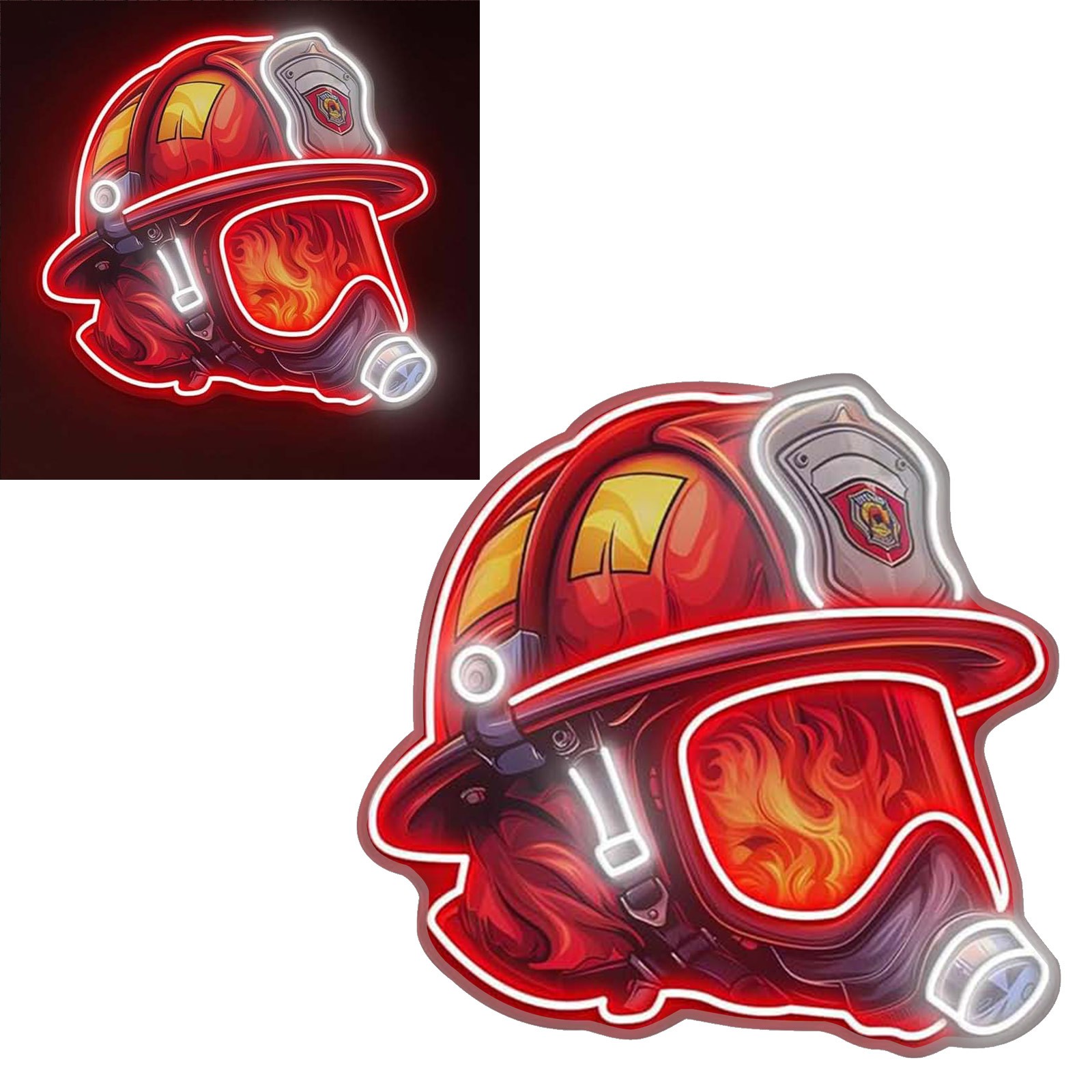 Fire Fighter Ladder AXE Helmet LED Neon Light Sign hang Man Cave Display Glowing Fire Fighter Ladder AXE Helmet LED Neon Light Sign hang Man Cave Display Glowing