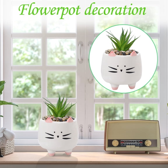 Luysn Flower Pots,Cute Cartoon Animal Cat Shaped Ceramic Indoor Succulent Cactus Plant Pots - Planters for Outdoor Plants,Plant Not Included,Plant Pots,Pots for Plants,Garden Pots