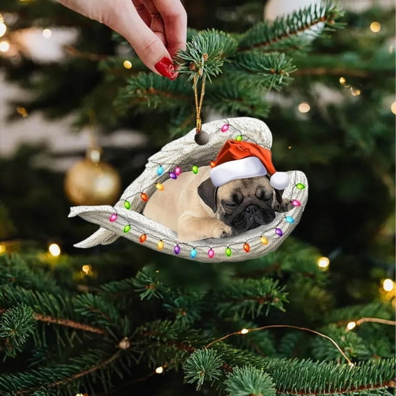 Luysn French Bulldog Christmas Tree Ornament,2D Acrylic Cute Bulldog Puppy Hanging Ornament,Bulldog Dog Christmas Decorations,Fun And Festive Tree Hanging Decoration New Year'S Gift 3Inch