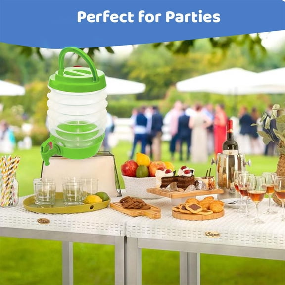 Luysn Juice Dispenser with Stand,Drink Dispenser,Lemonade Juice Beverage Dispenser with Spigot for Outdoor Party,Portable,Collapsible,Clear,Party Drink Dispenser with Stand 8.26"X4.53"(Fold)