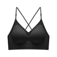 thumbnail image 1 of Luysn Seamless Low Back Bra Wireless Padded Bralette Thin Straps Comfort Halter Backless Cross Convertible Bras,Backless Bra,Bra for Low Back Dress,V Plunge Invisible Bras,Push Up Bra for Women Black, 1 of 4