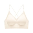 thumbnail image 1 of Luysn Seamless Low Back Bra Wireless Padded Bralette Thin Straps Comfort Halter Backless Cross Convertible Bras,Backless Bra,Bra for Low Back Dress,V Plunge Invisible Bras,Push Up Bra for Women White, 1 of 8