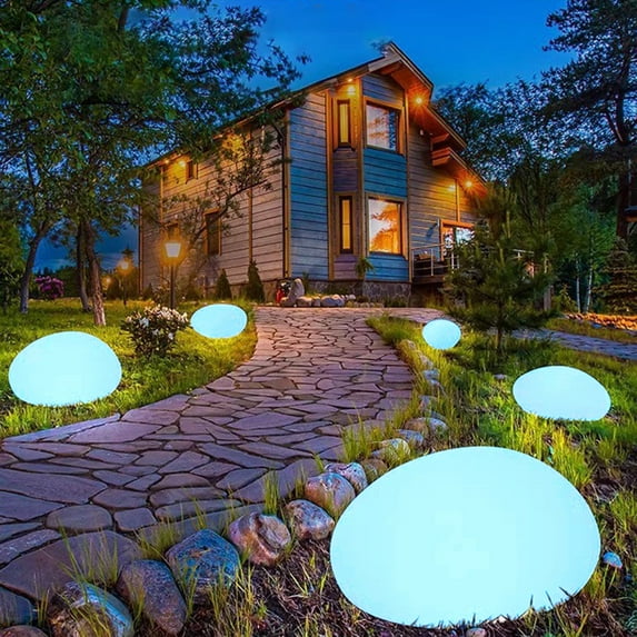 Luysn Solar Lights Outdoor Led Lights Waterproof Cobblestone Shape,Solar-Powered Pebble Shape Landscape Lighting Waterproof Outdoor Decorative Lights Solar Garden Lights Outdoor 5.7"X3"X5"