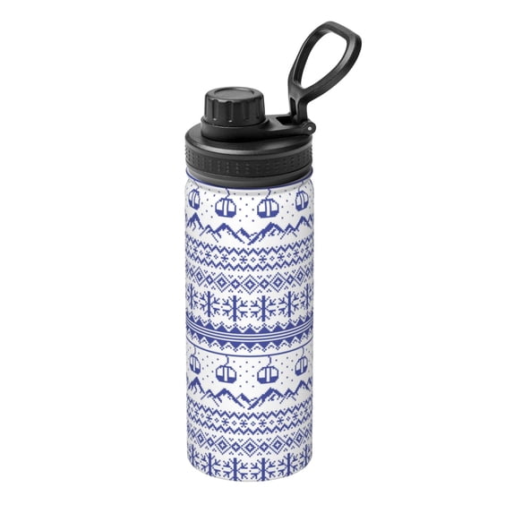 Luyuia Abstract Gondola Snowflake Print 18oz Sports Water Bottle