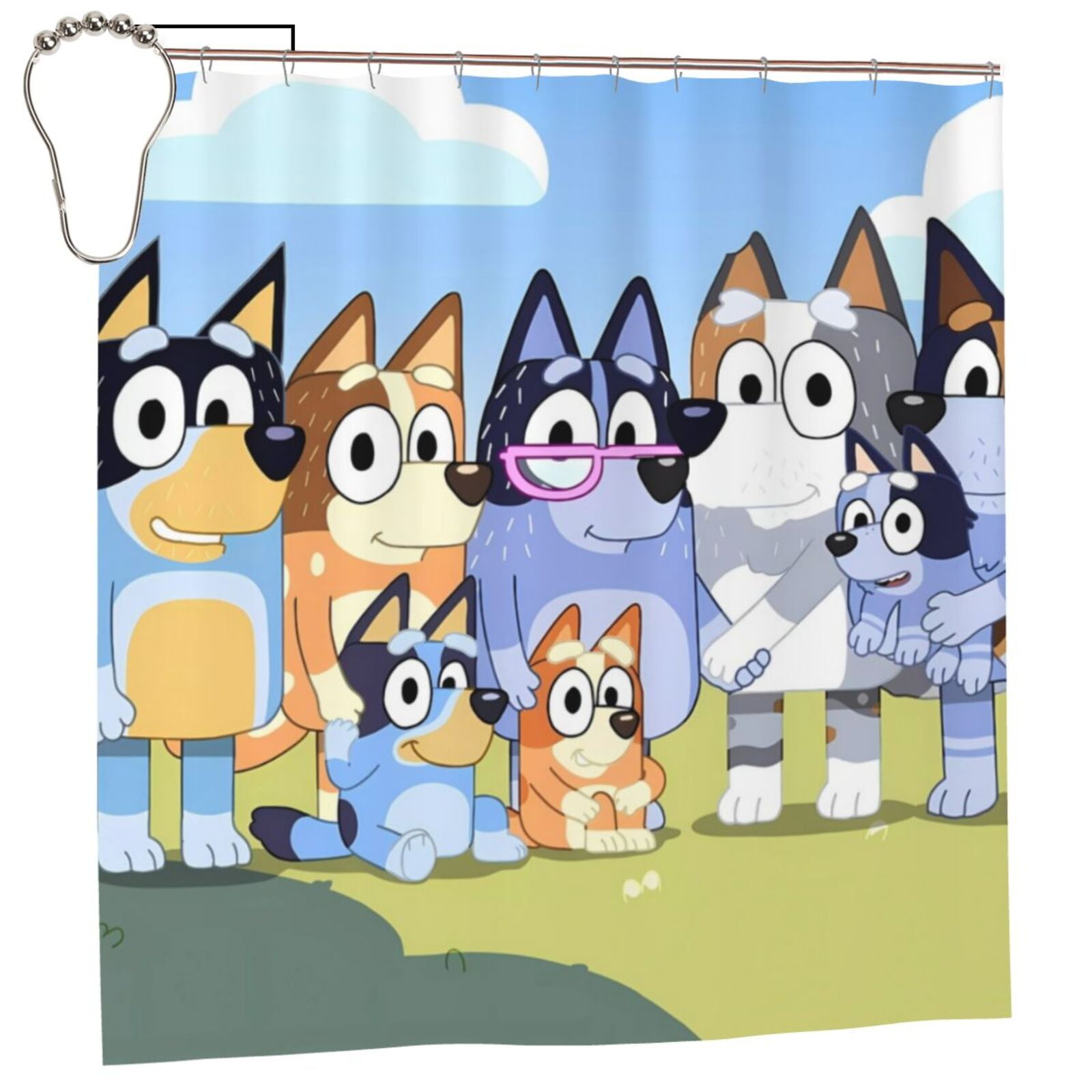 Luyuia Bluey Printed Waterproof Fabric Shower Curtain Set with Hooks ...