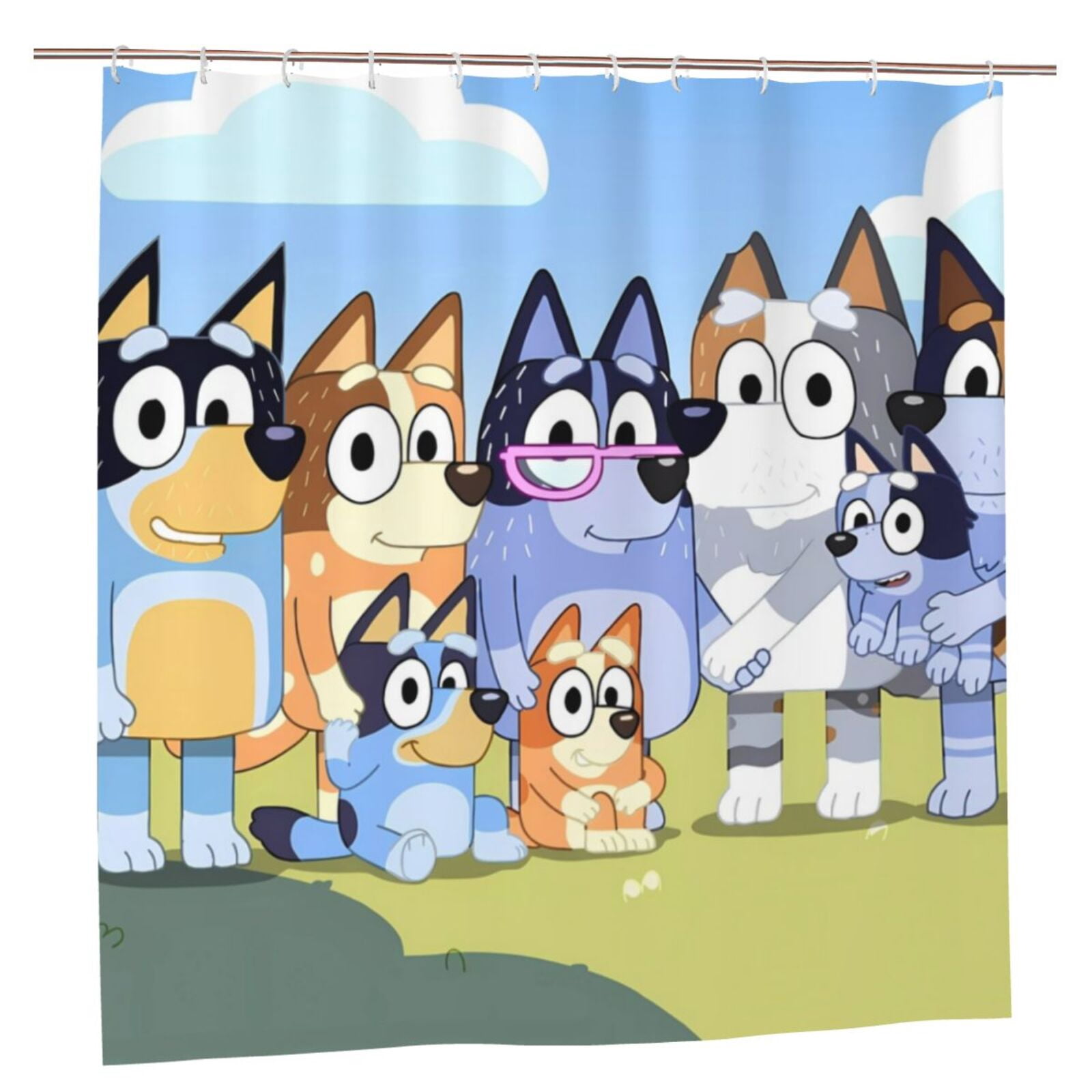 Luyuia Bluey Printed Waterproof Fabric Shower Curtain Set with Hooks ...