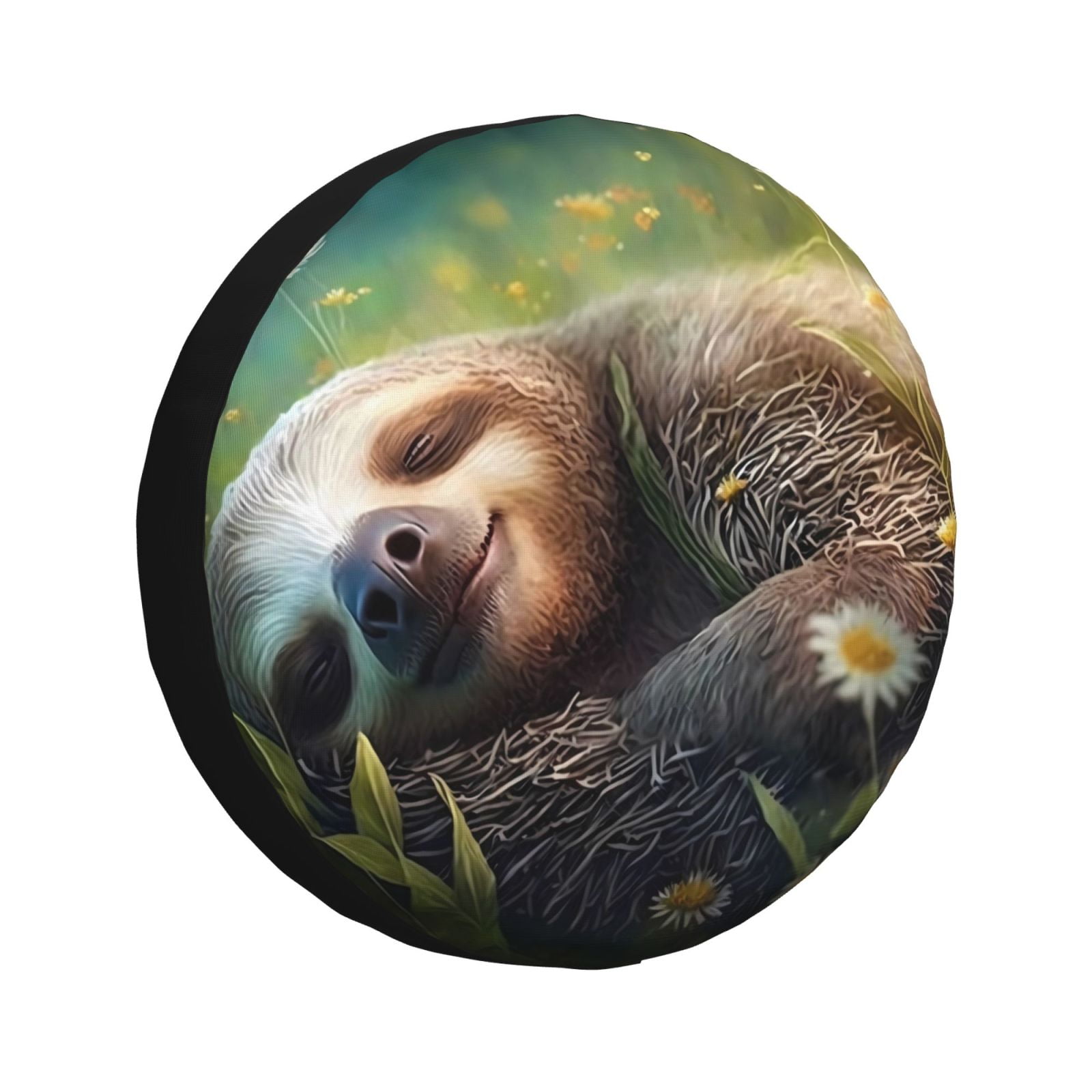Luyuia Daisy Sleeping Sloth Print Waterproof Leather Tire Cover ...