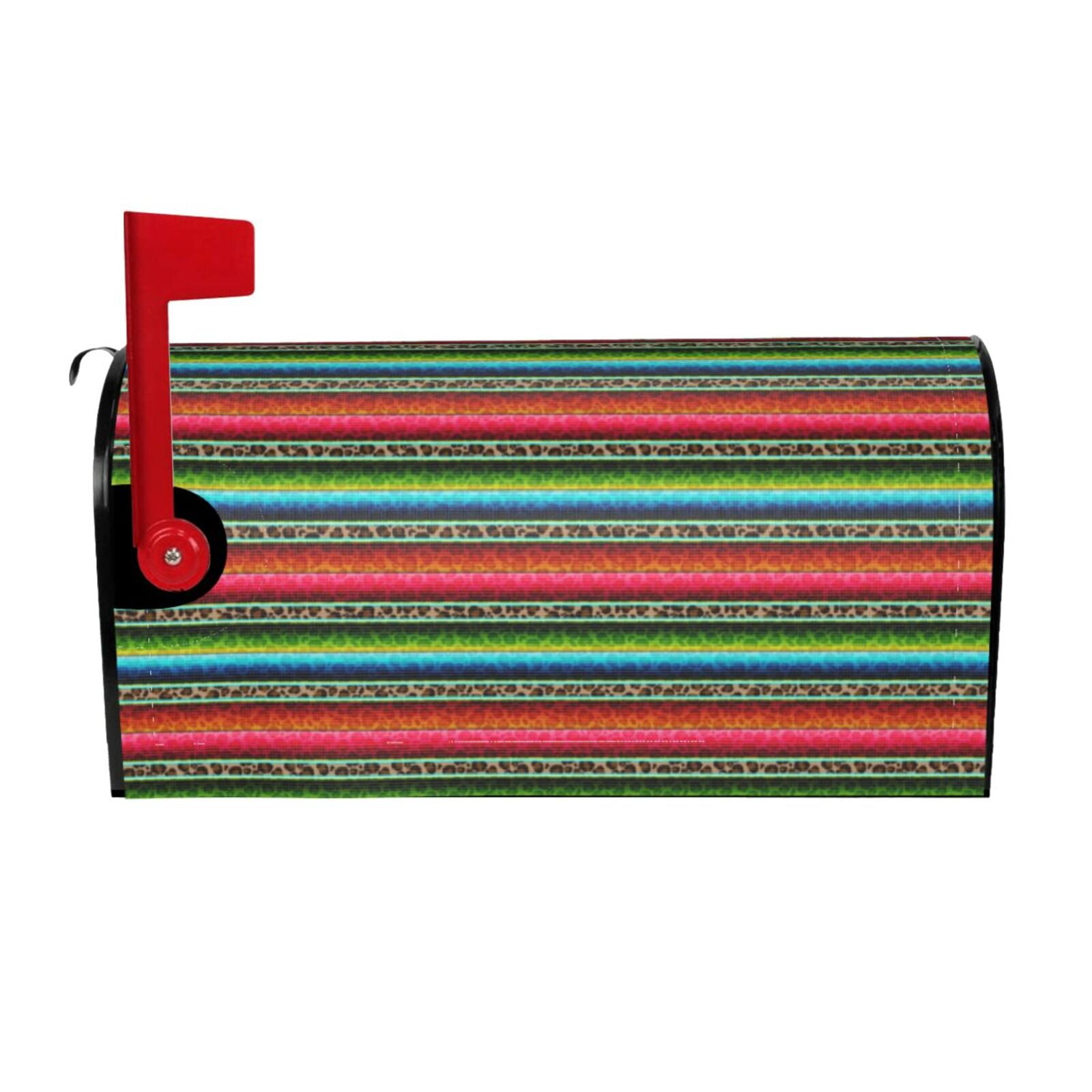 Luyuia Mexican Leopard Serape Blanket Stripes Print Magnetic Winter Mailbox Cover, Decorative ...