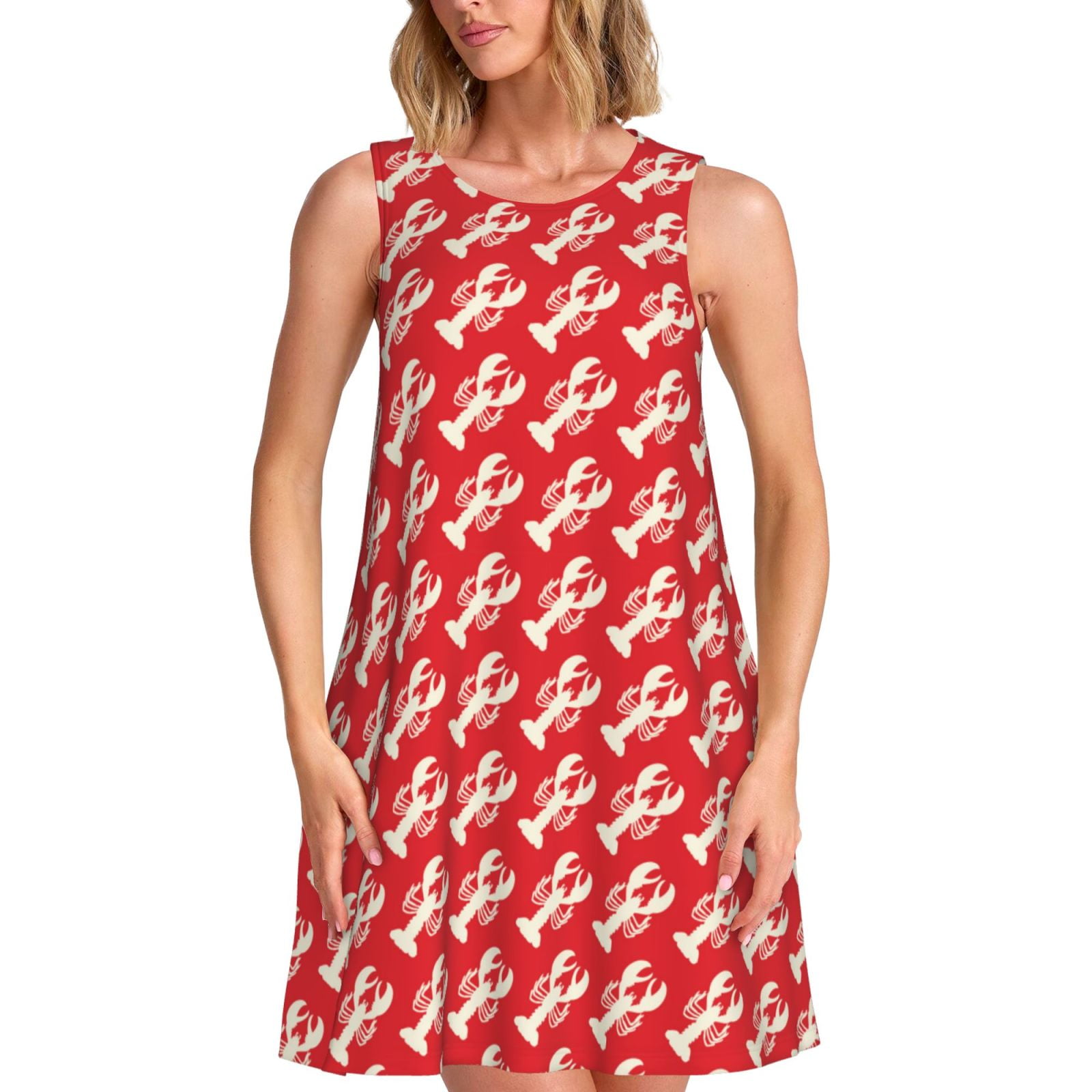 Lobster Print Sleeveless Mini Dress main image 1