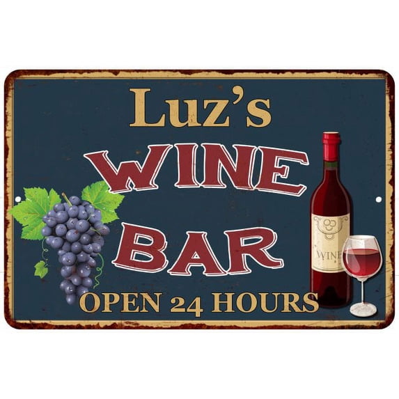Luz's Green Wine Bar Sign Wall Decor 8 x 12 Matte Finish Metal 108120043018