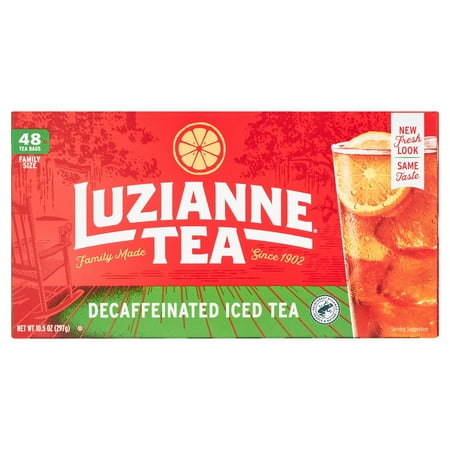 Luzianne Decaffeinated Black Iced Tea Bags, 48 Count