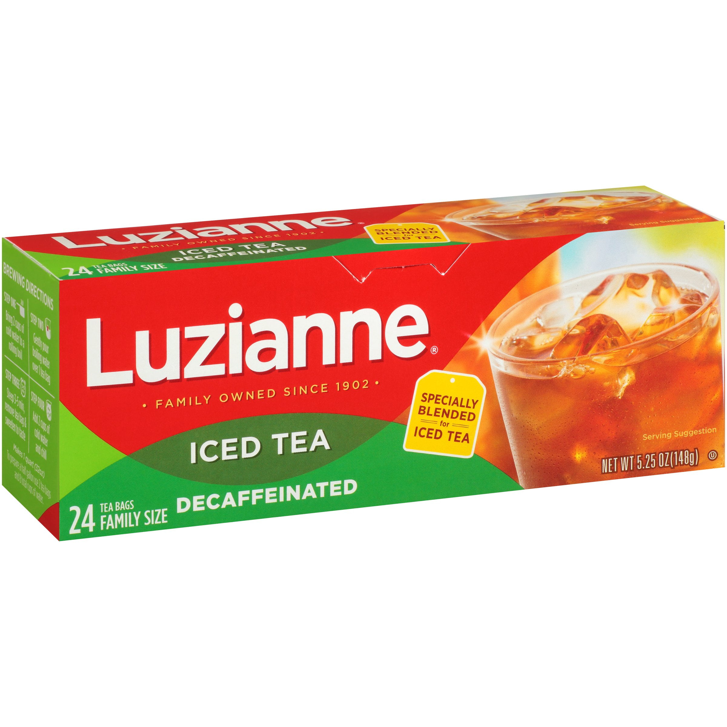 Luzianne Decaffeinated Iced Tea Bags 24 Count (1 Box) - Walmart.com